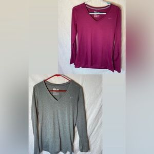 2 women’s Nike dry fit long sleeve shirt.